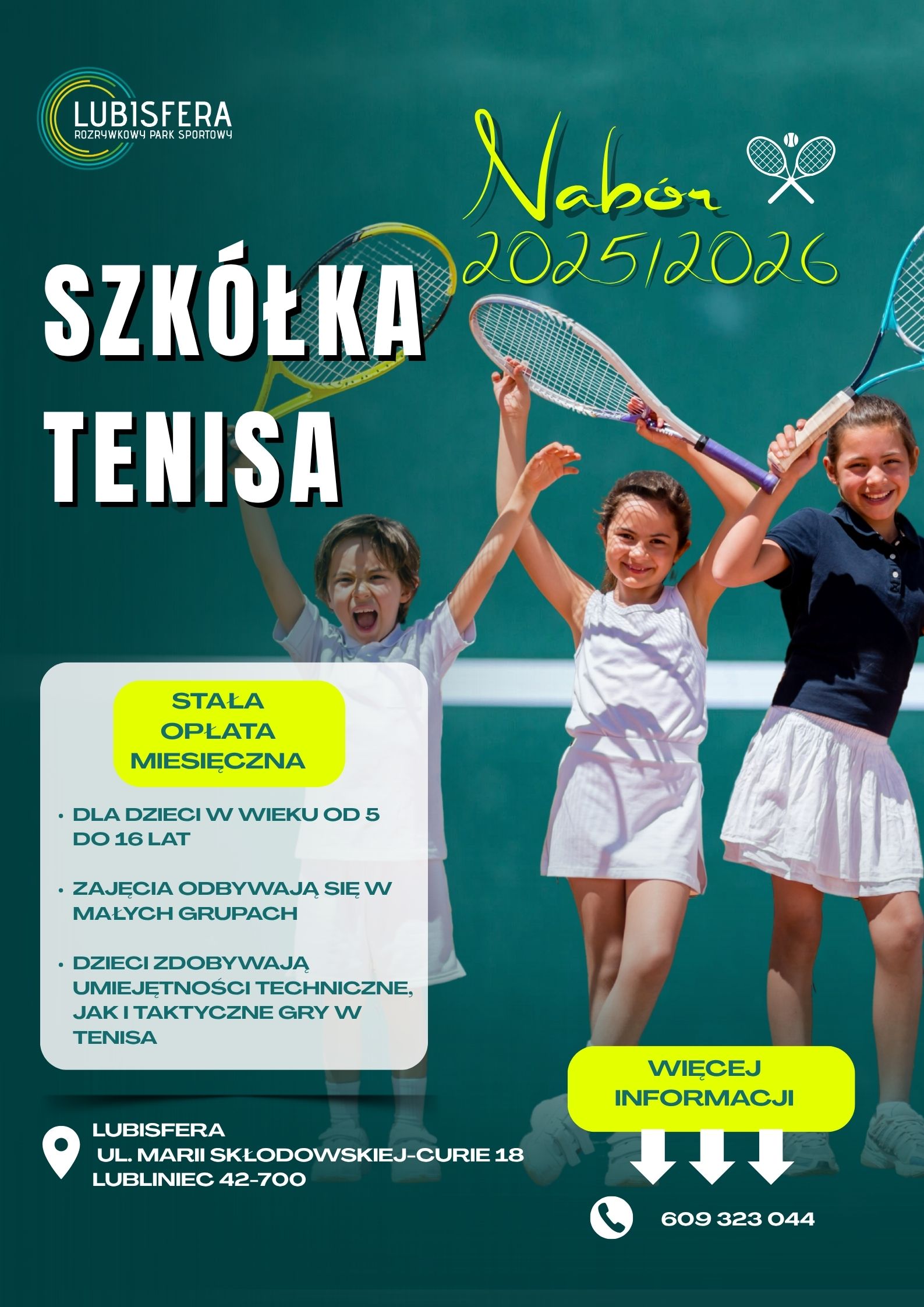 📢 Rusza nabór do szkółki tenisowej dla dzieci!